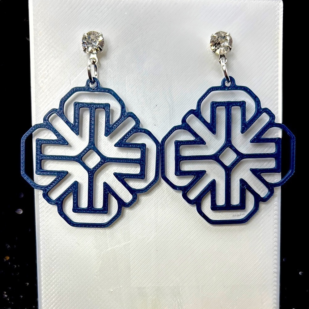 The Grid Twist Blue Earrings - Picture 1 of 4